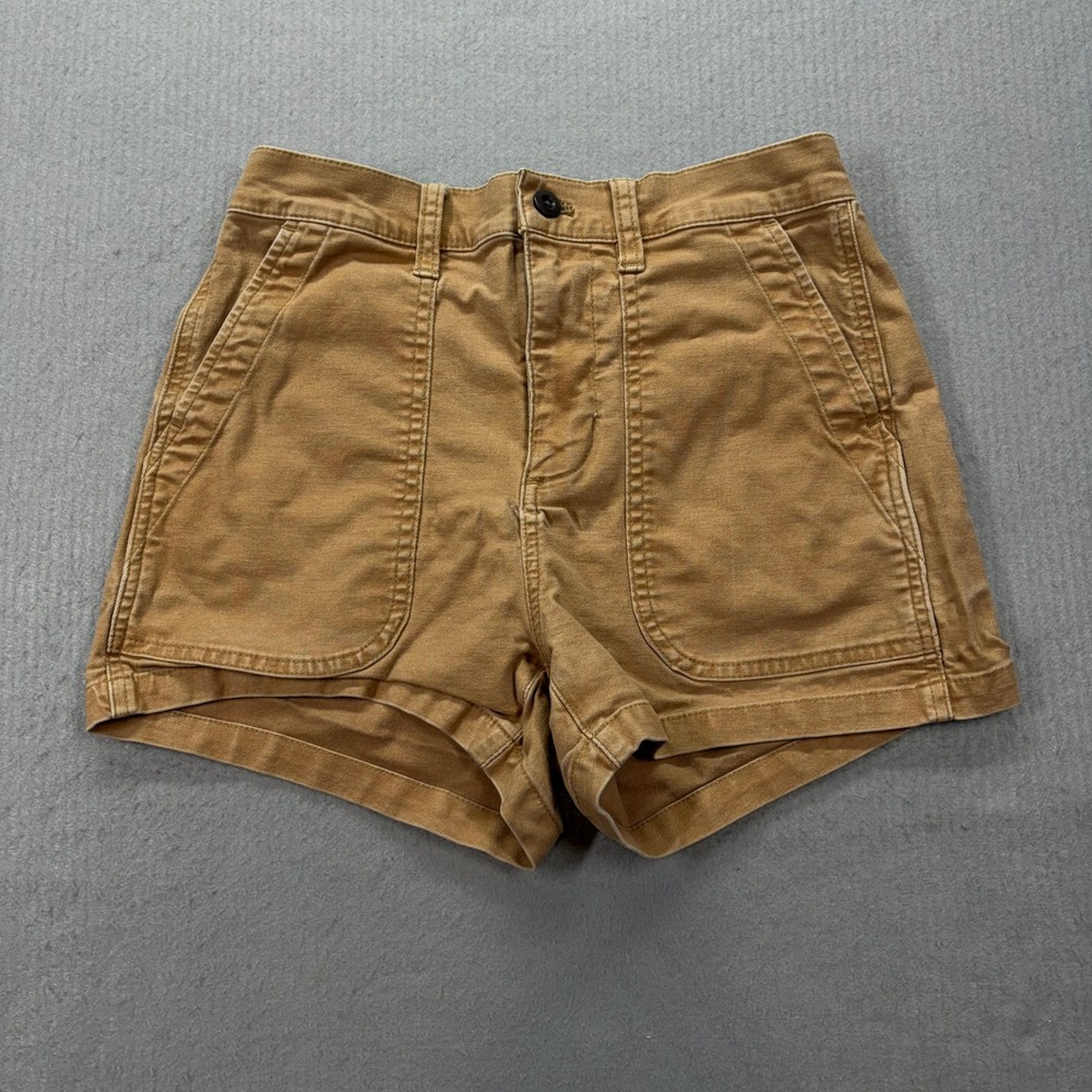 Madewell Utility Shorts Womens 26 Brown High Rise Patch Pocket Cotton Stretch